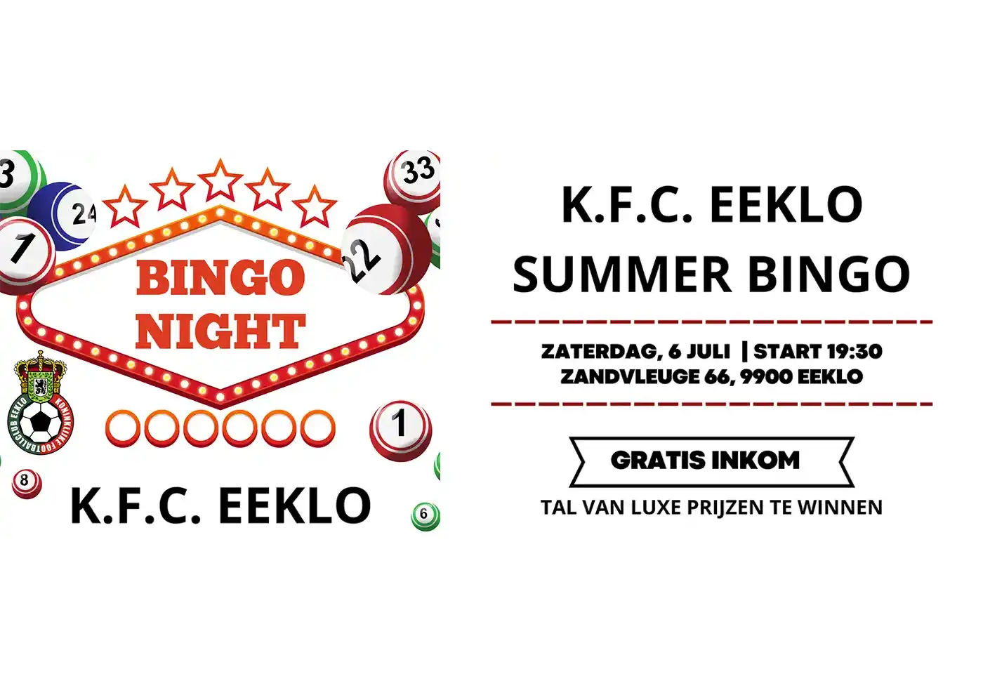 KFC Eeklo lanceert een zomerbingo-night met luxe prijzen